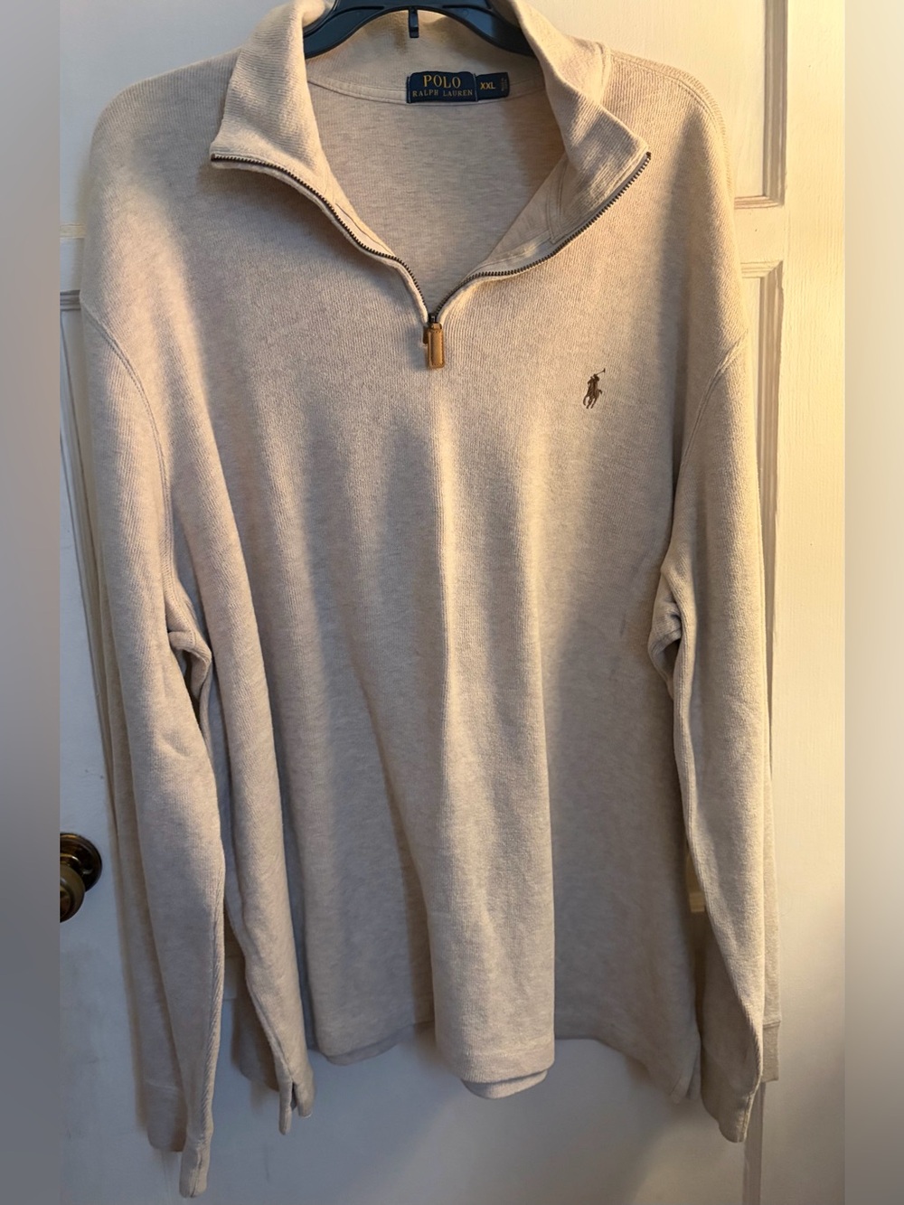 Polo by Ralph Lauren Men’s Light Beige Quarter-Zip Sweater